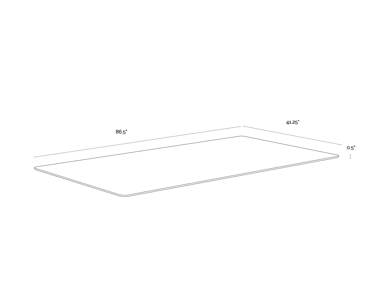 A wireframe image of the product with dimensions shown