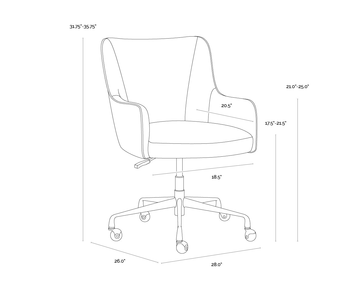 A wireframe image of the product with dimensions shown