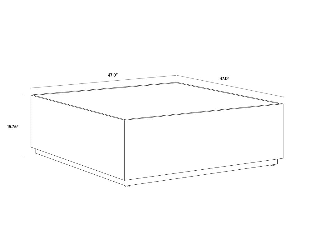 A wireframe image of the product with dimensions shown