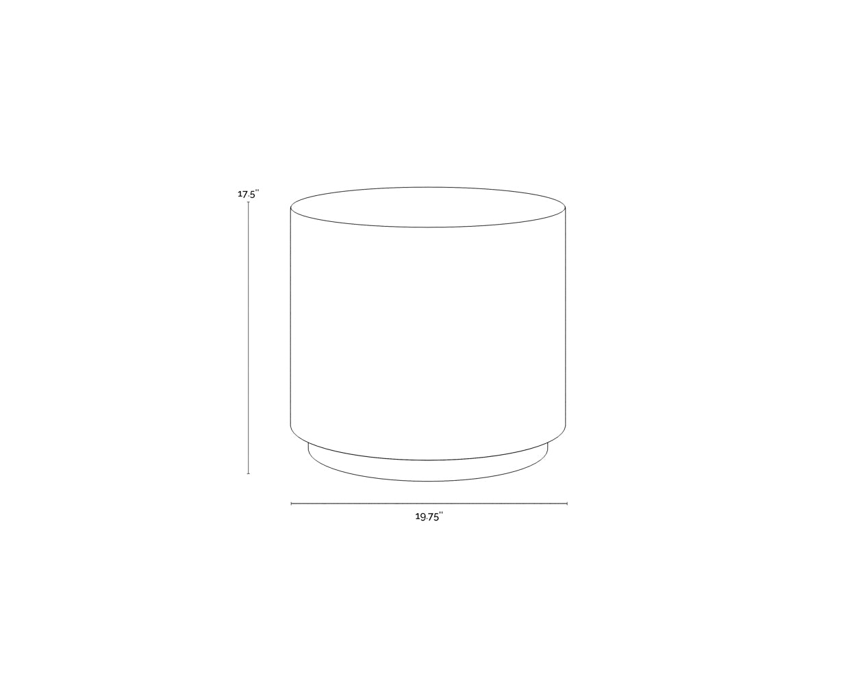 A wireframe image of the product with dimensions shown