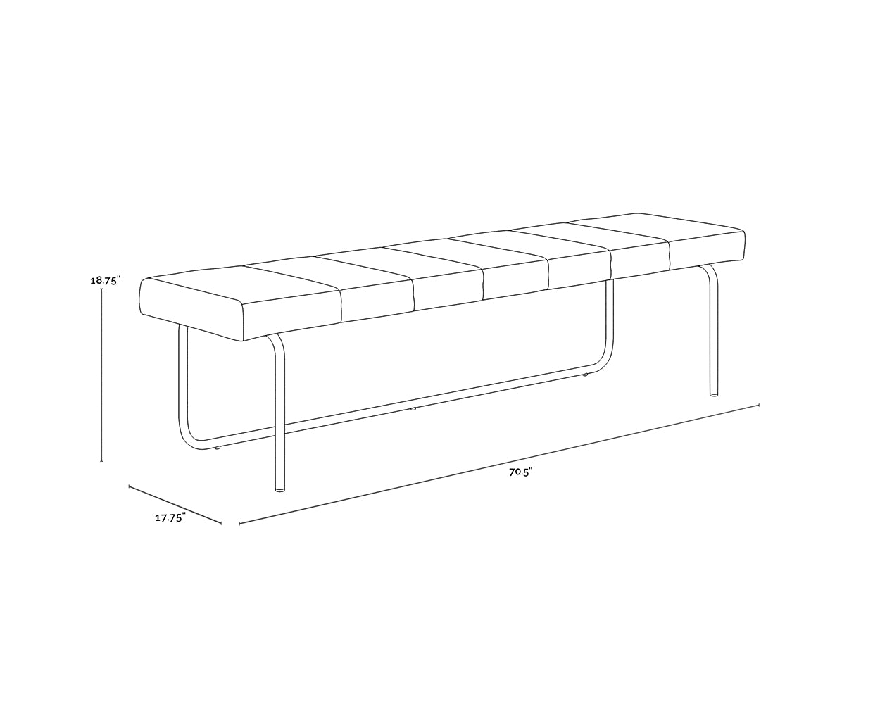 A wireframe image of the product with dimensions shown