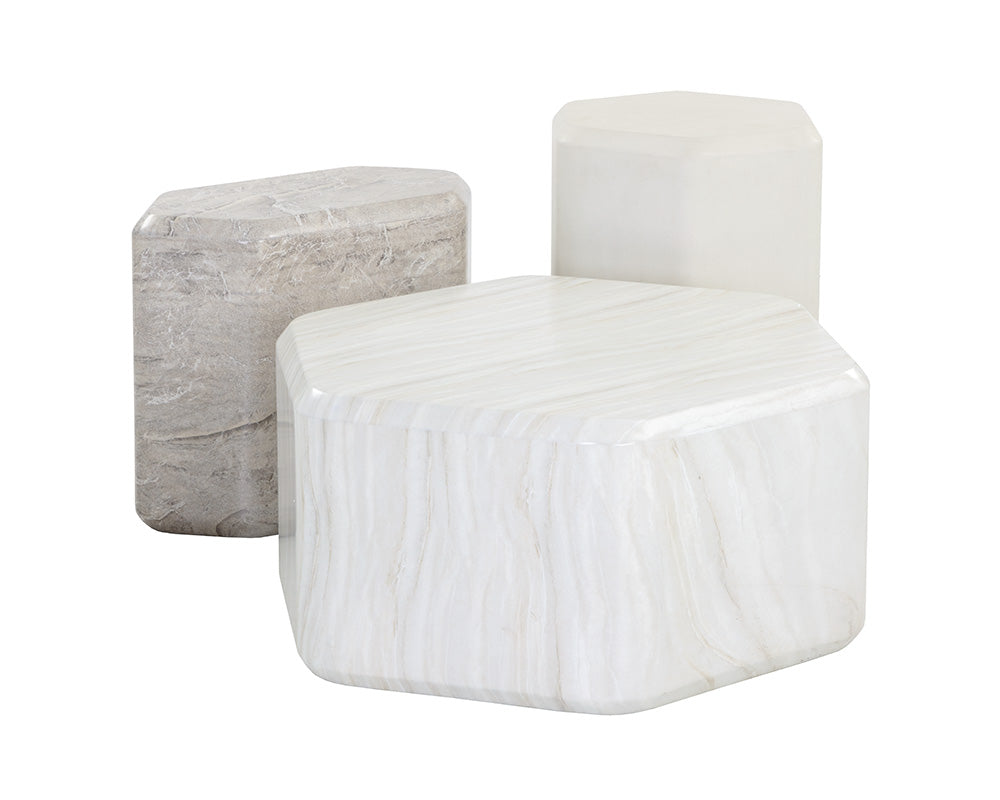 Spezza Side Table - Marble Look - Low