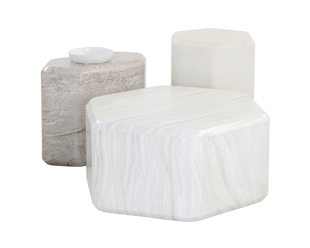 Spezza Side Table - Marble Look - Low