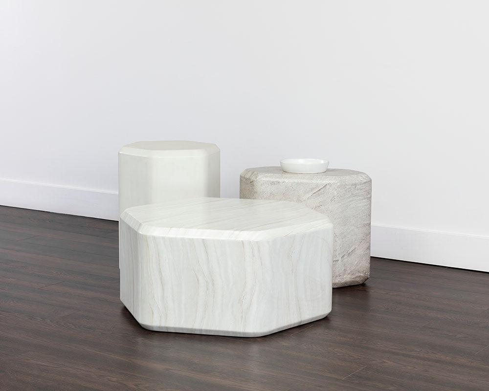 Spezza Side Table - Marble Look - Low