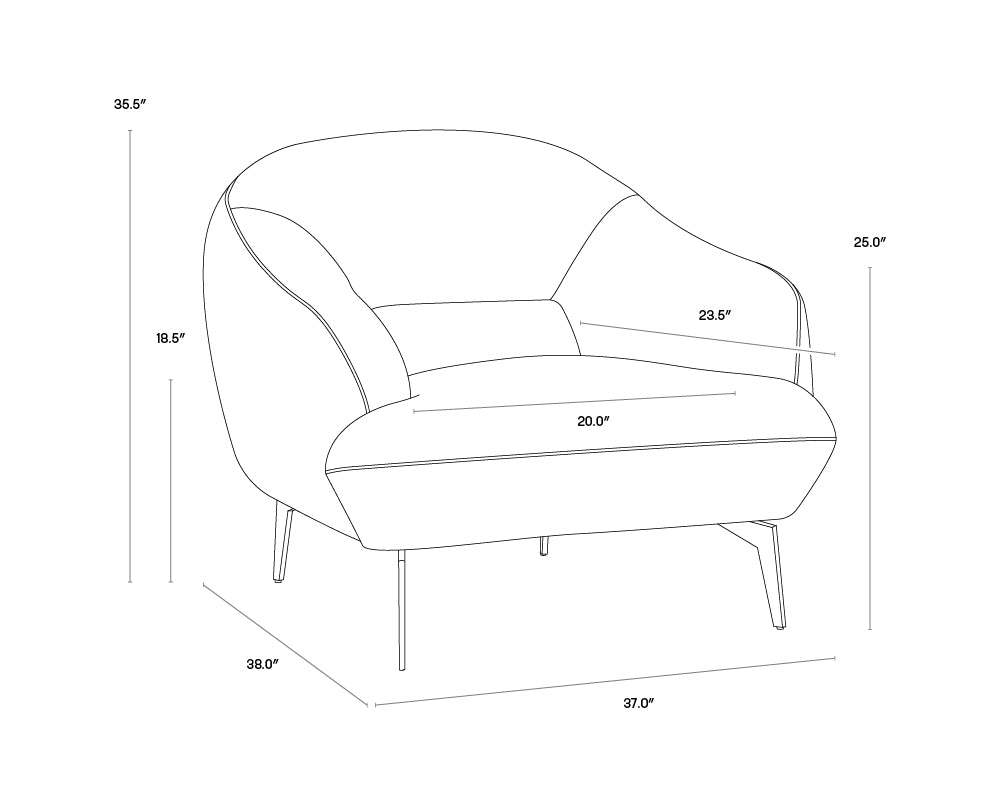 A wireframe image of the product with dimensions shown