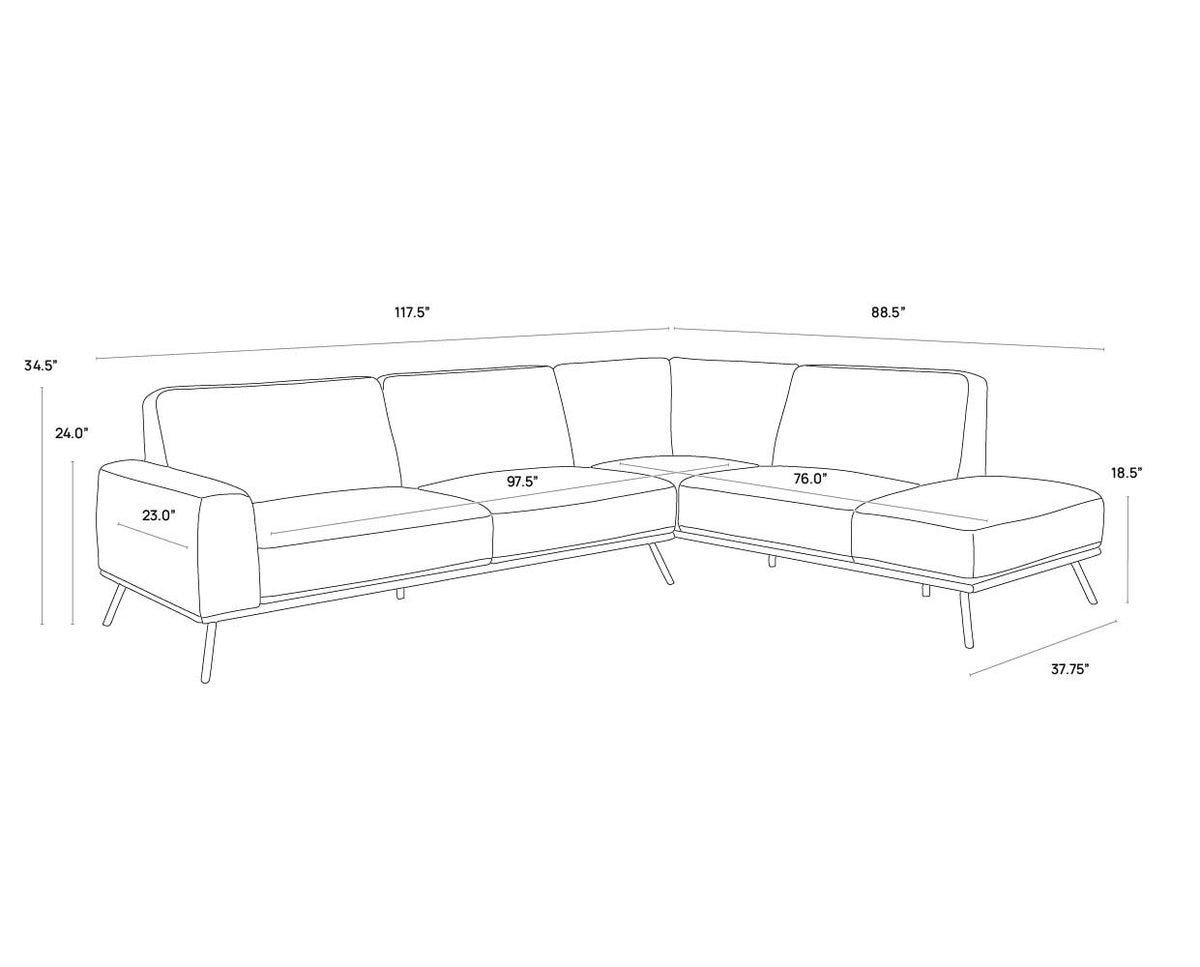 A wireframe image of the product with dimensions shown
