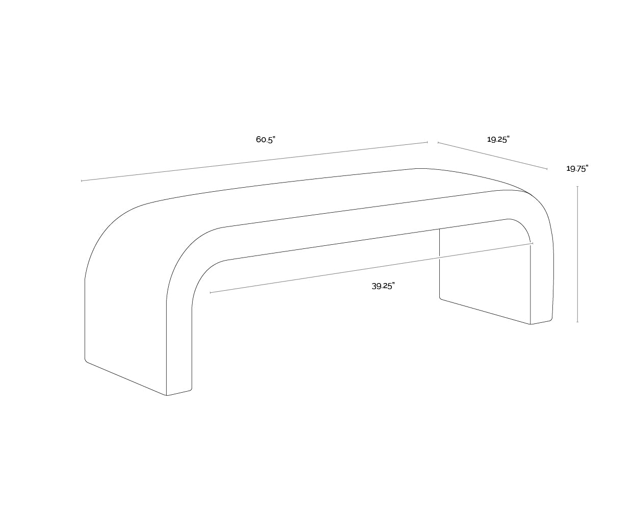 A wireframe image of the product with dimensions shown