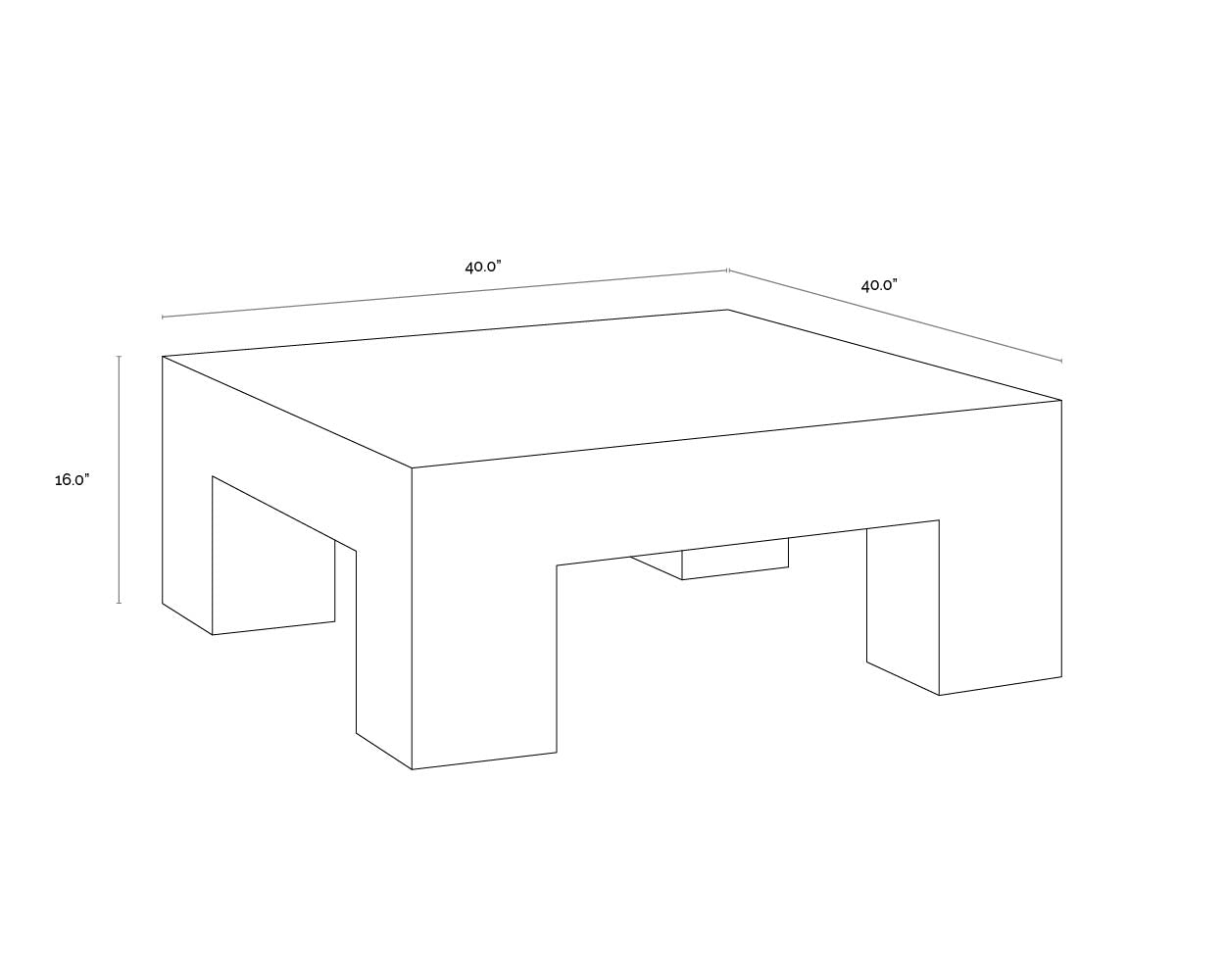 A wireframe image of the product with dimensions shown