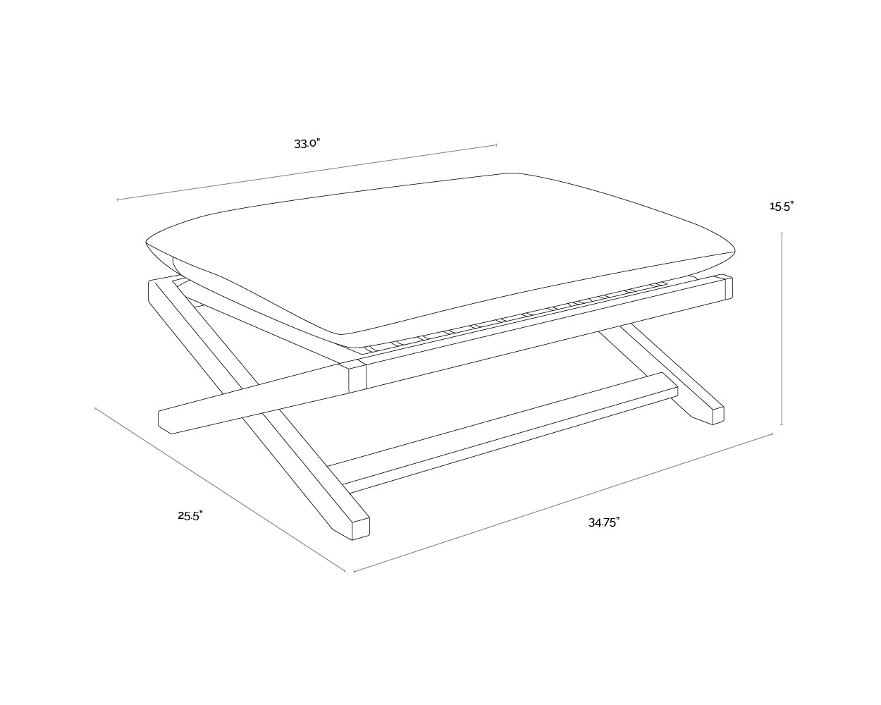 A wireframe image of the product with dimensions shown