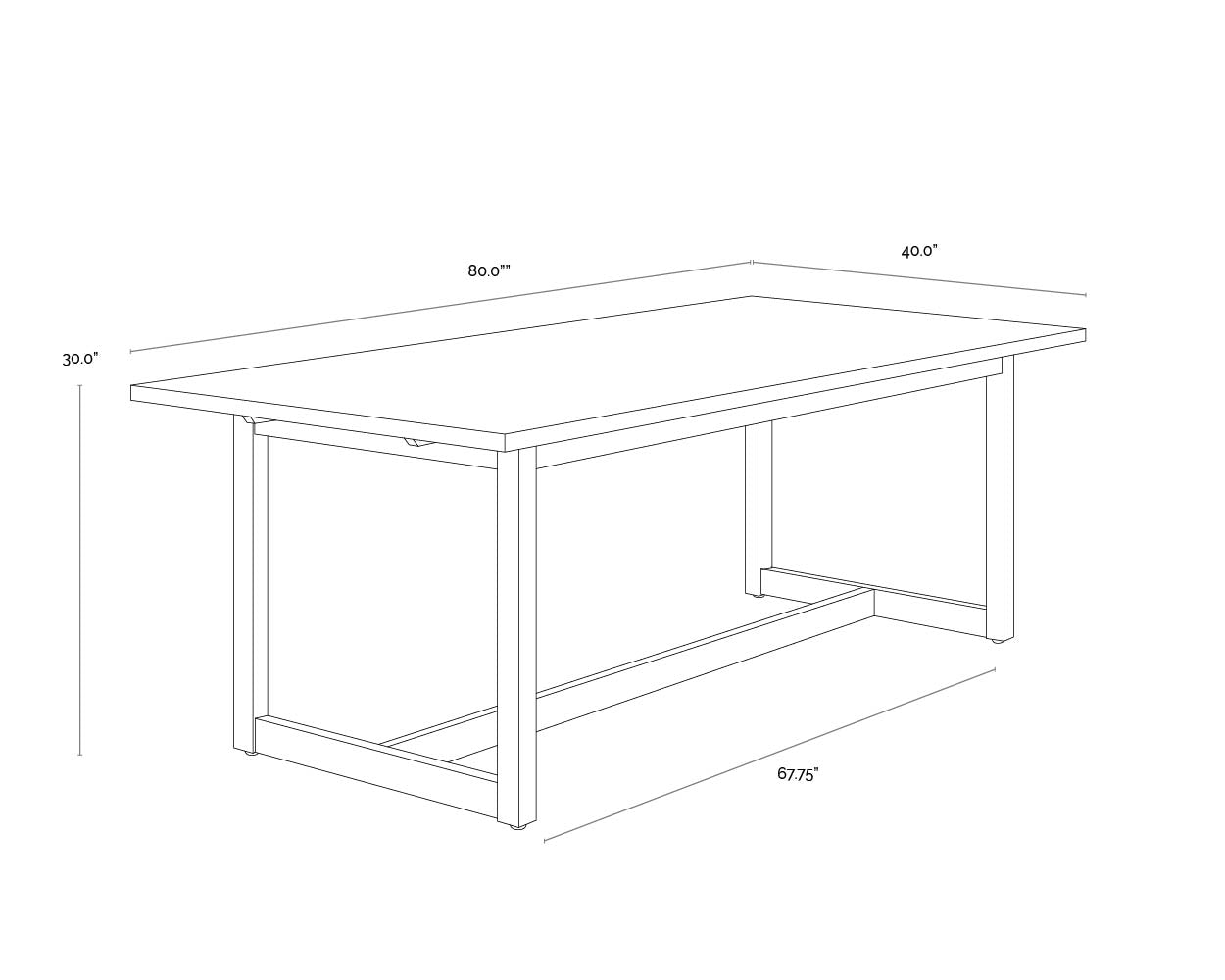A wireframe image of the product with dimensions shown