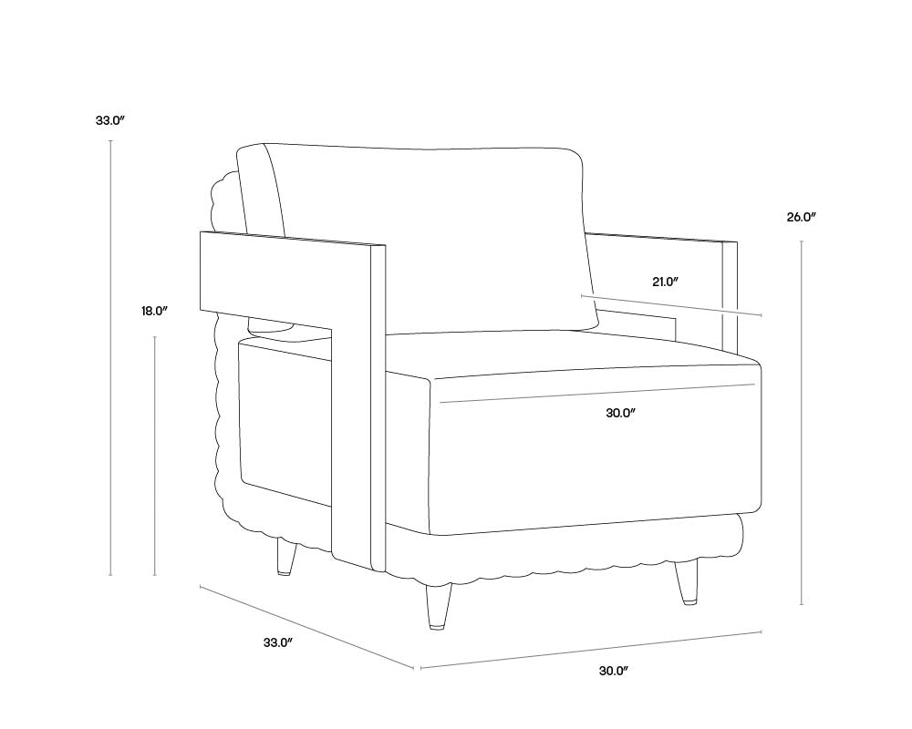 A wireframe image of the product with dimensions shown