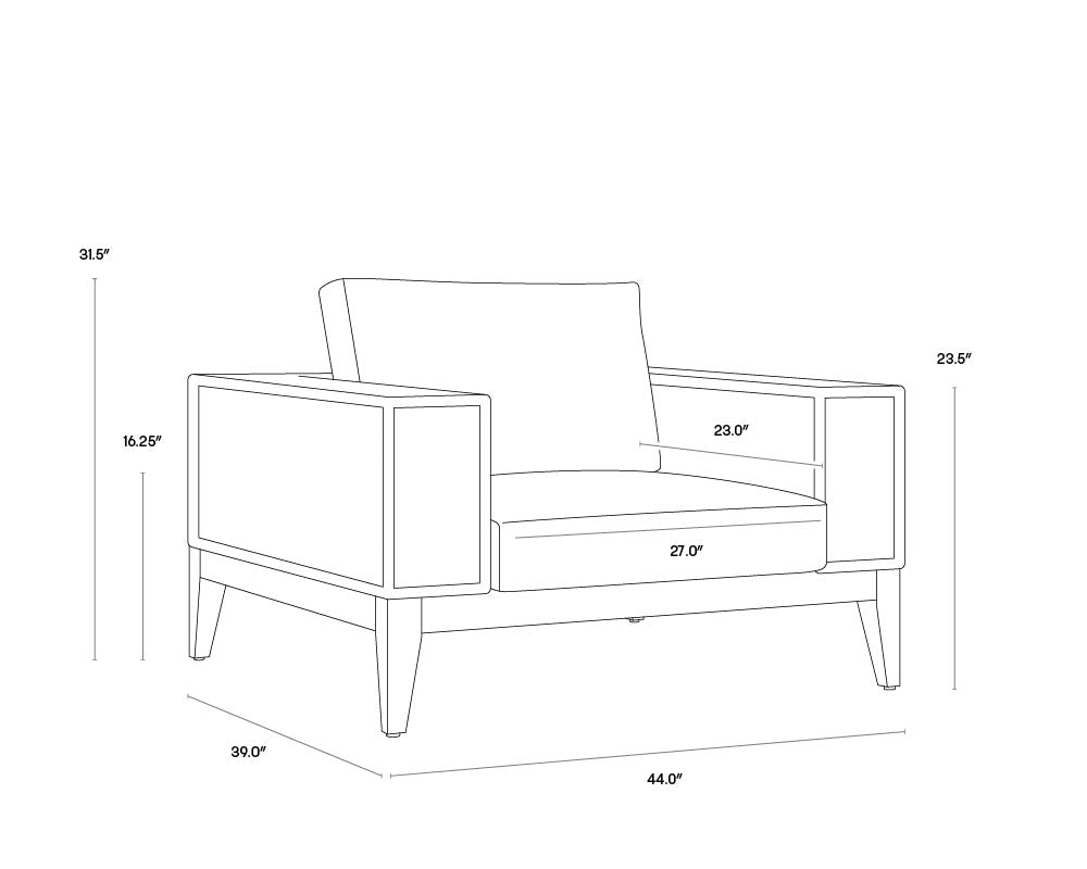 A wireframe image of the product with dimensions shown