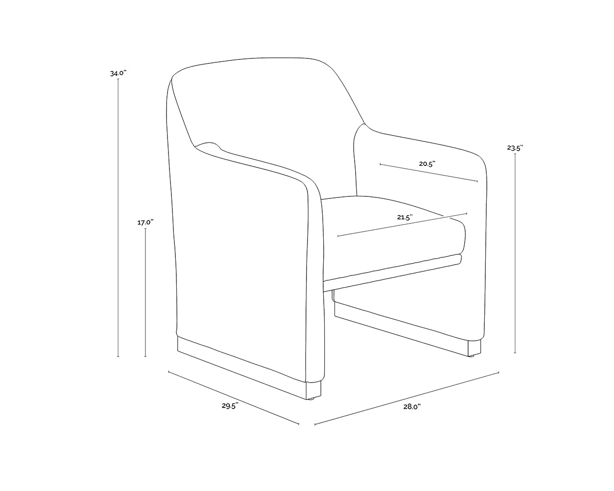 A wireframe image of the product with dimensions shown