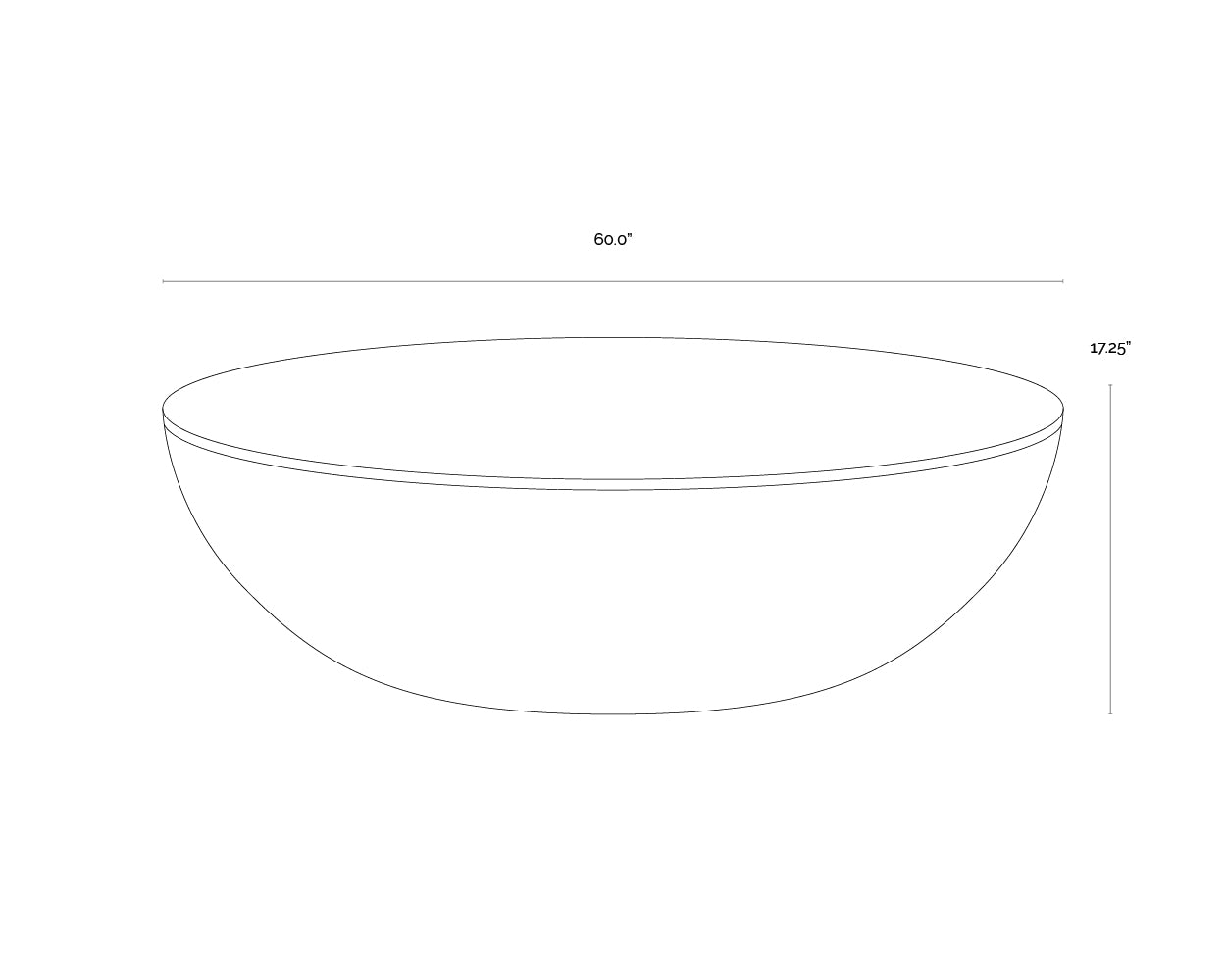 A wireframe image of the product with dimensions shown