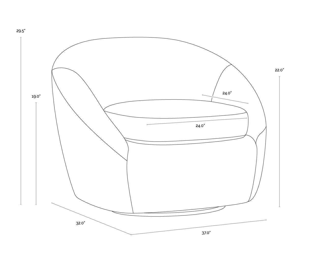 A wireframe image of the product with dimensions shown