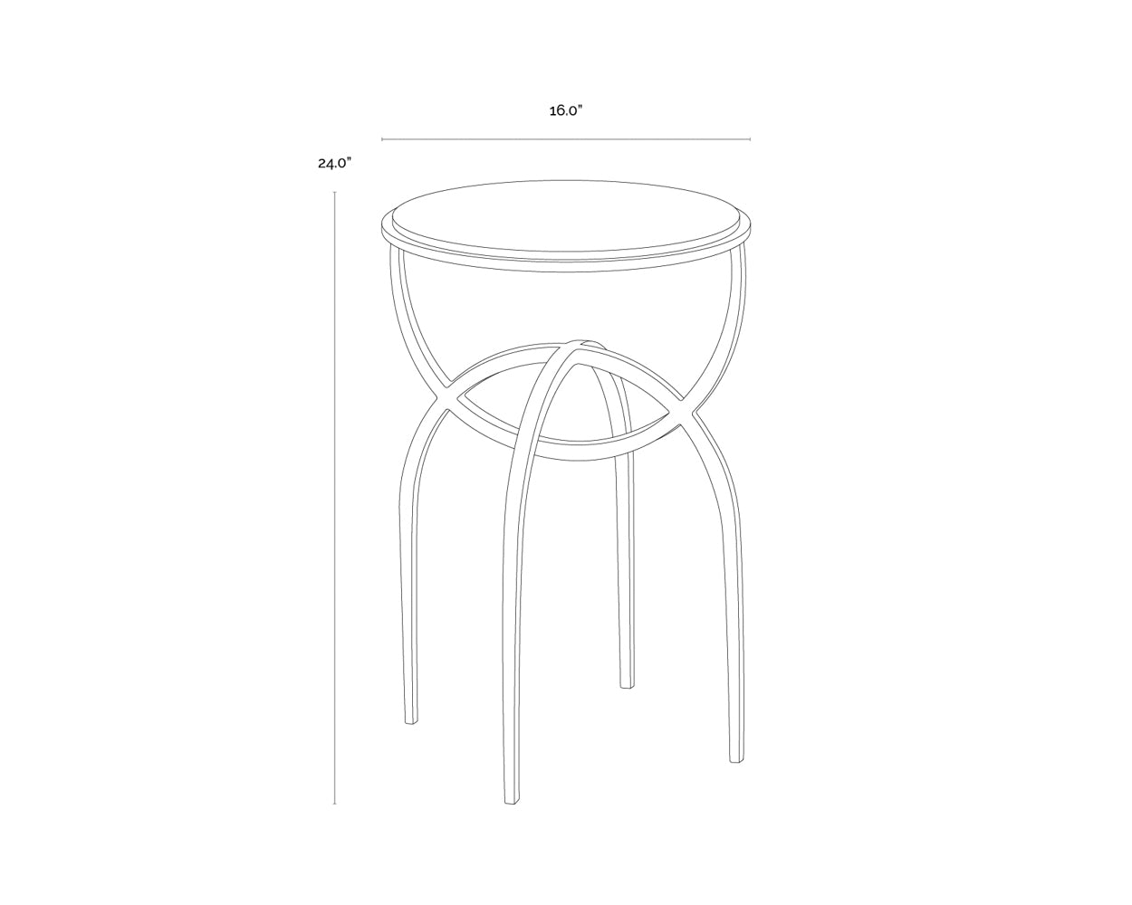A wireframe image of the product with dimensions shown