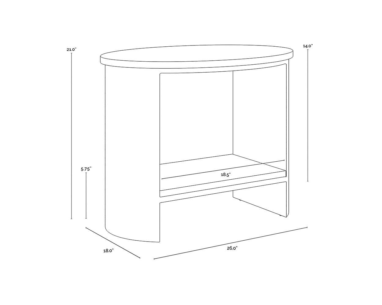 A wireframe image of the product with dimensions shown