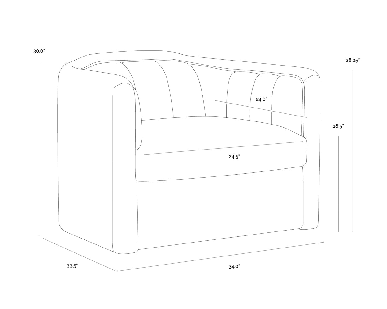 A wireframe image of the product with dimensions shown