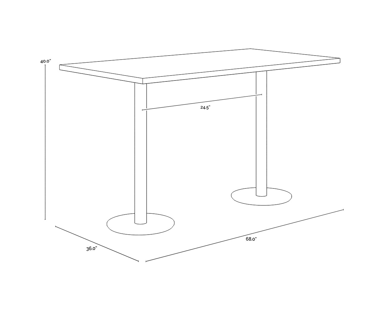 A wireframe image of the product with dimensions shown