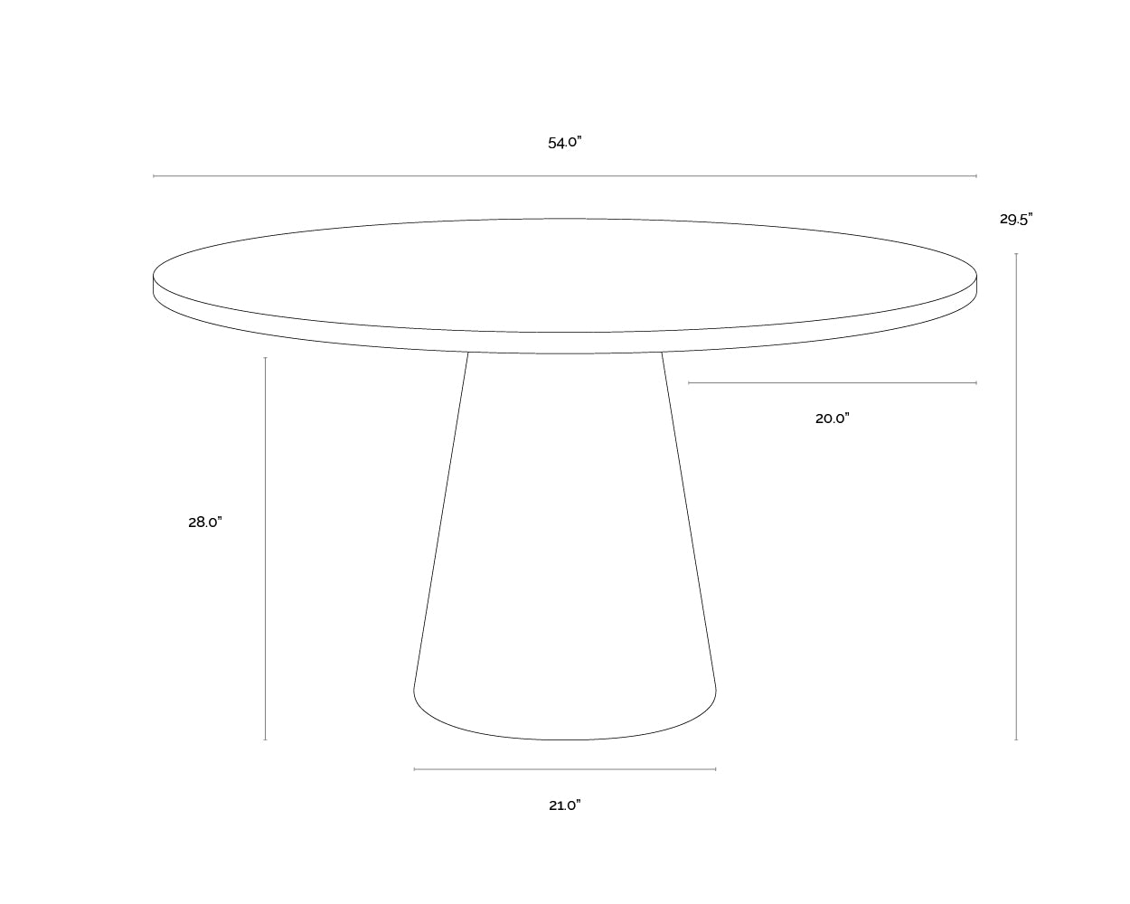 A wireframe image of the product with dimensions shown