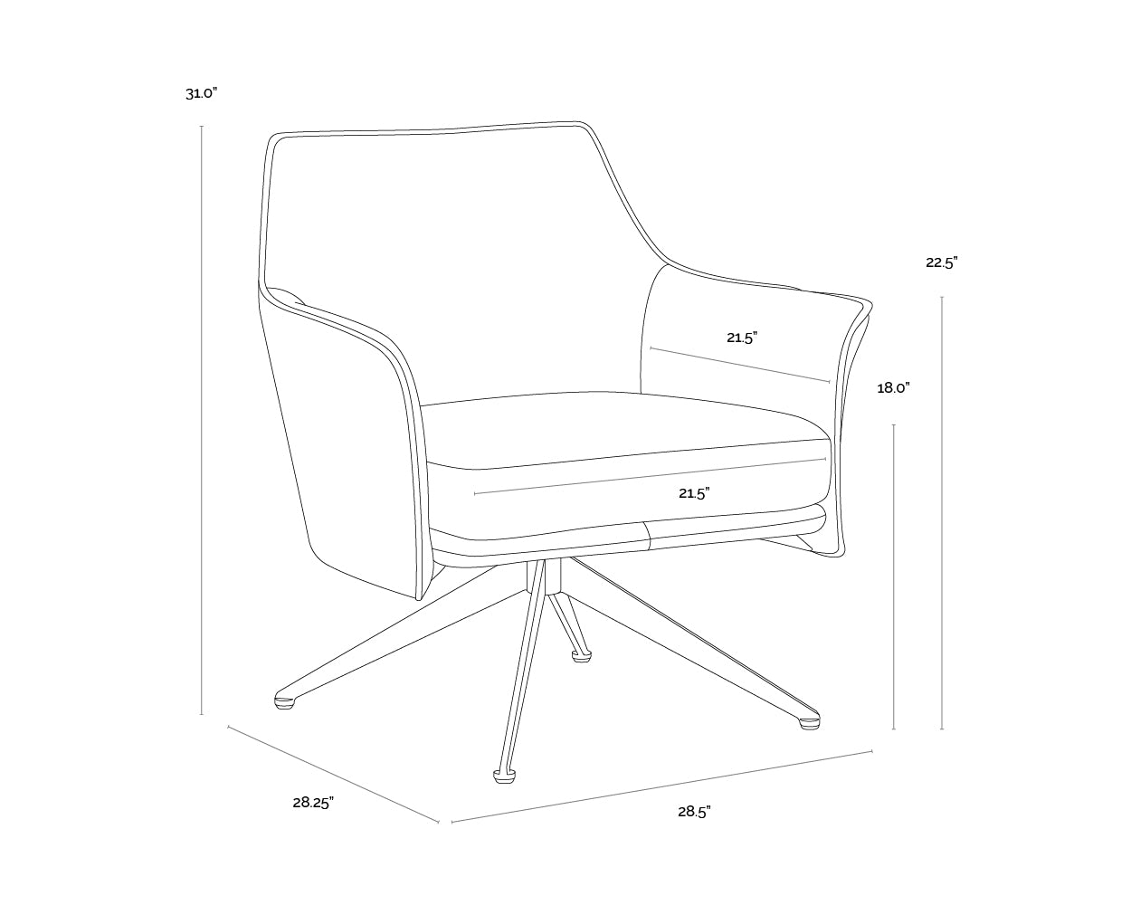 A wireframe image of the product with dimensions shown