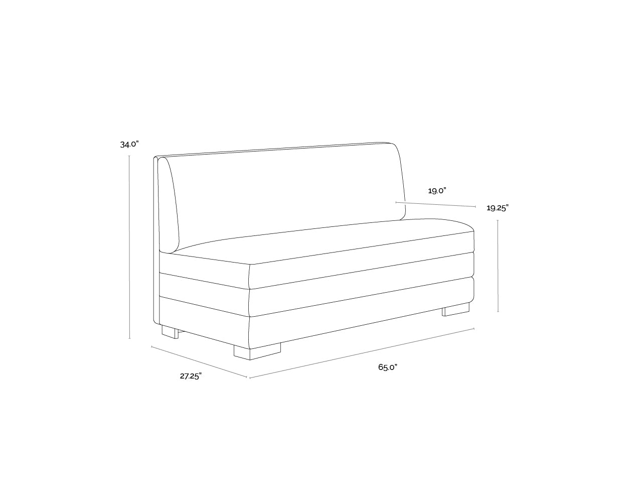 A wireframe image of the product with dimensions shown