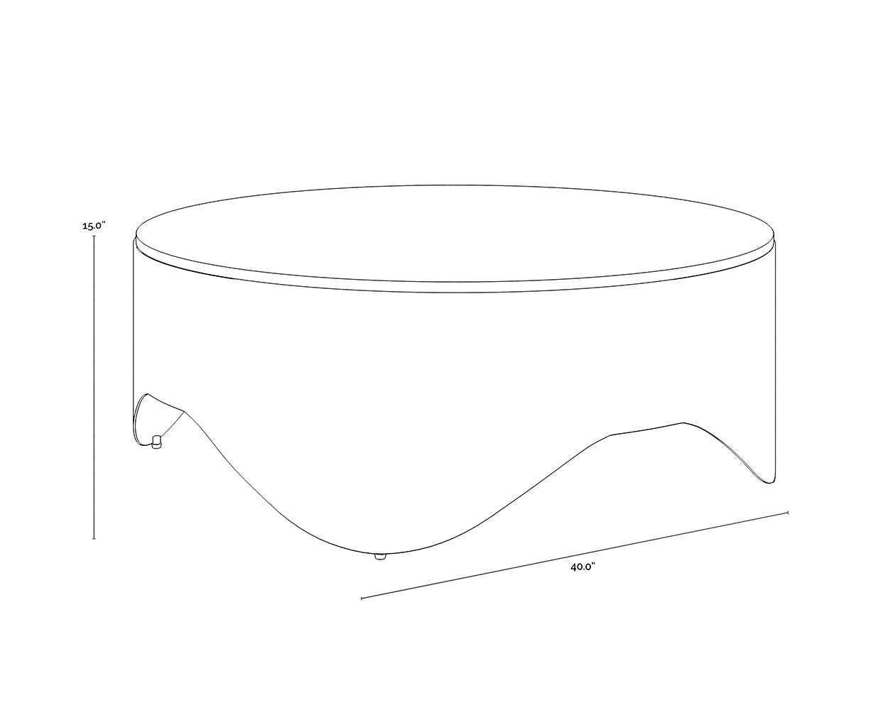 A wireframe image of the product with dimensions shown
