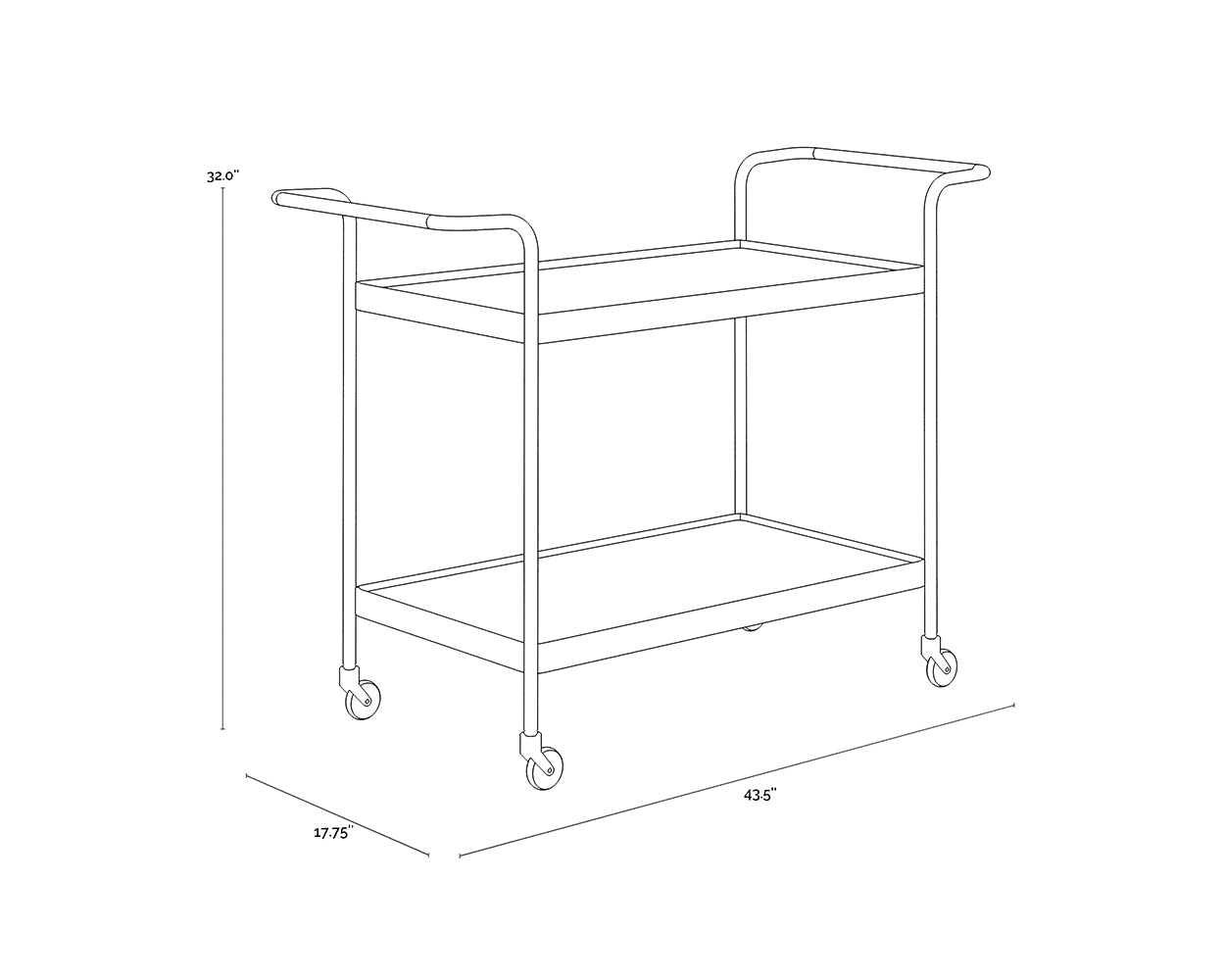 A wireframe image of the product with dimensions shown