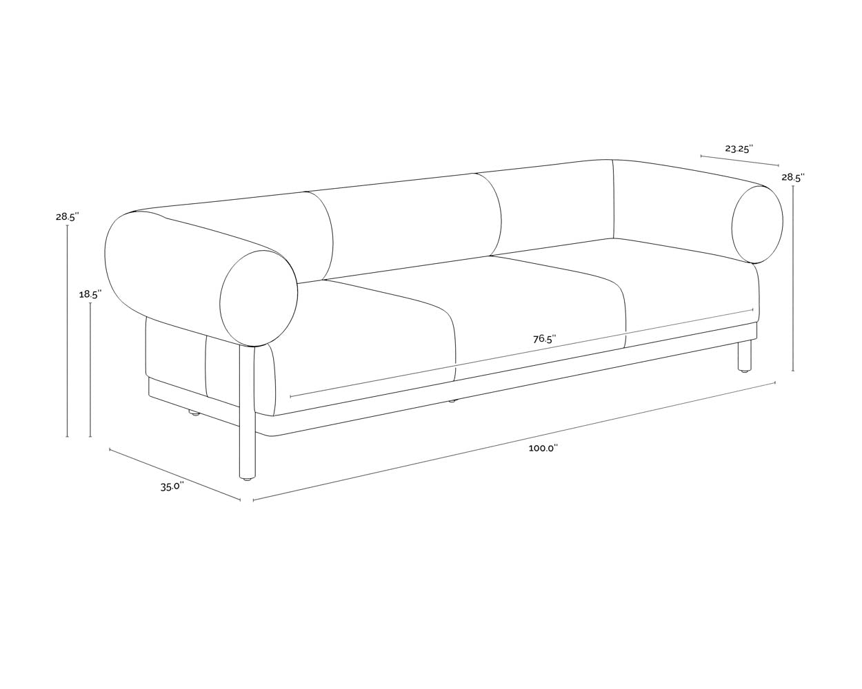 A wireframe image of the product with dimensions shown