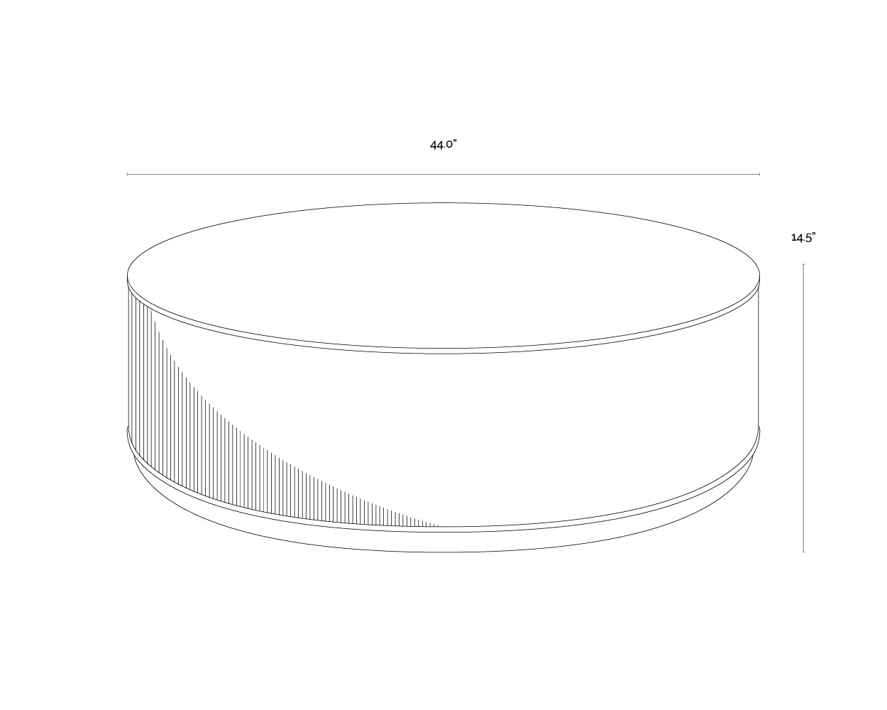 A wireframe image of the product with dimensions shown