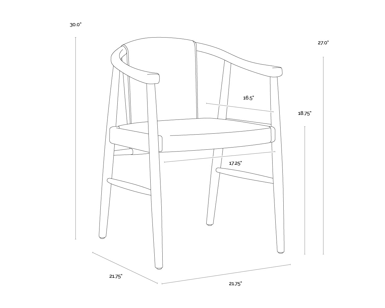 A wireframe image of the product with dimensions shown