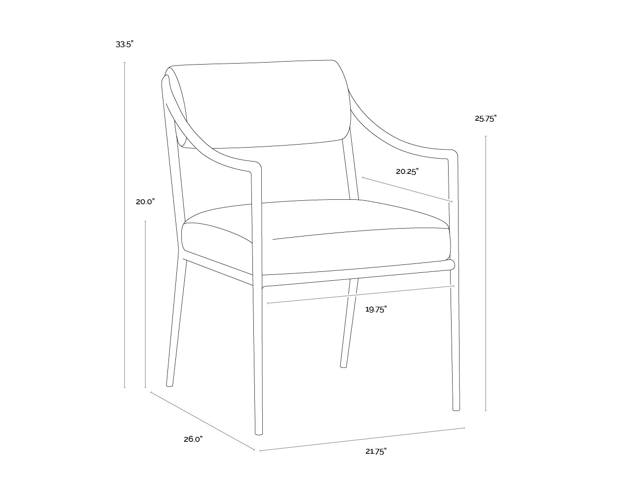 A wireframe image of the product with dimensions shown