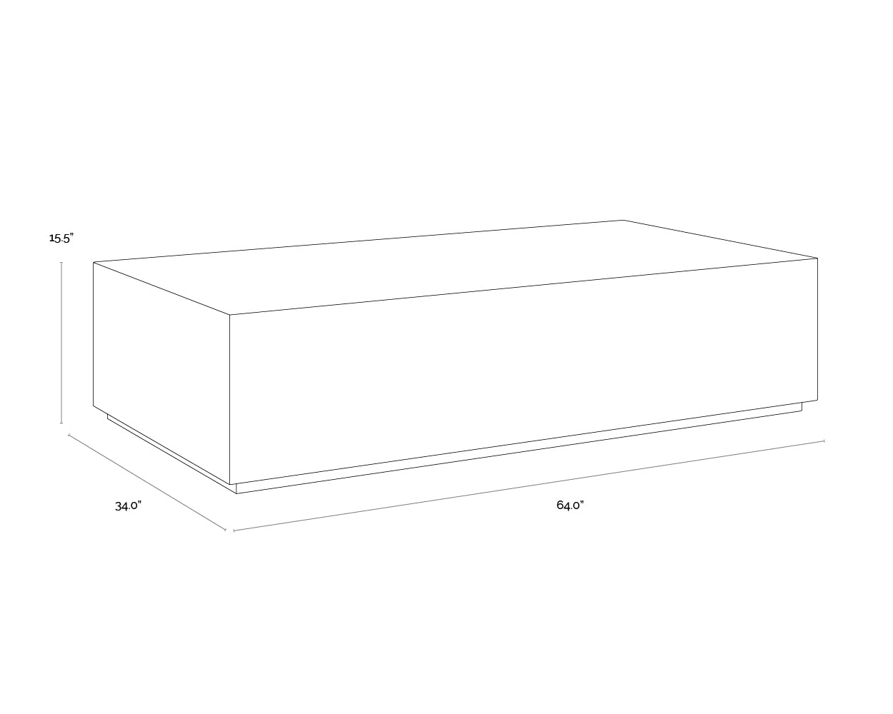 A wireframe image of the product with dimensions shown