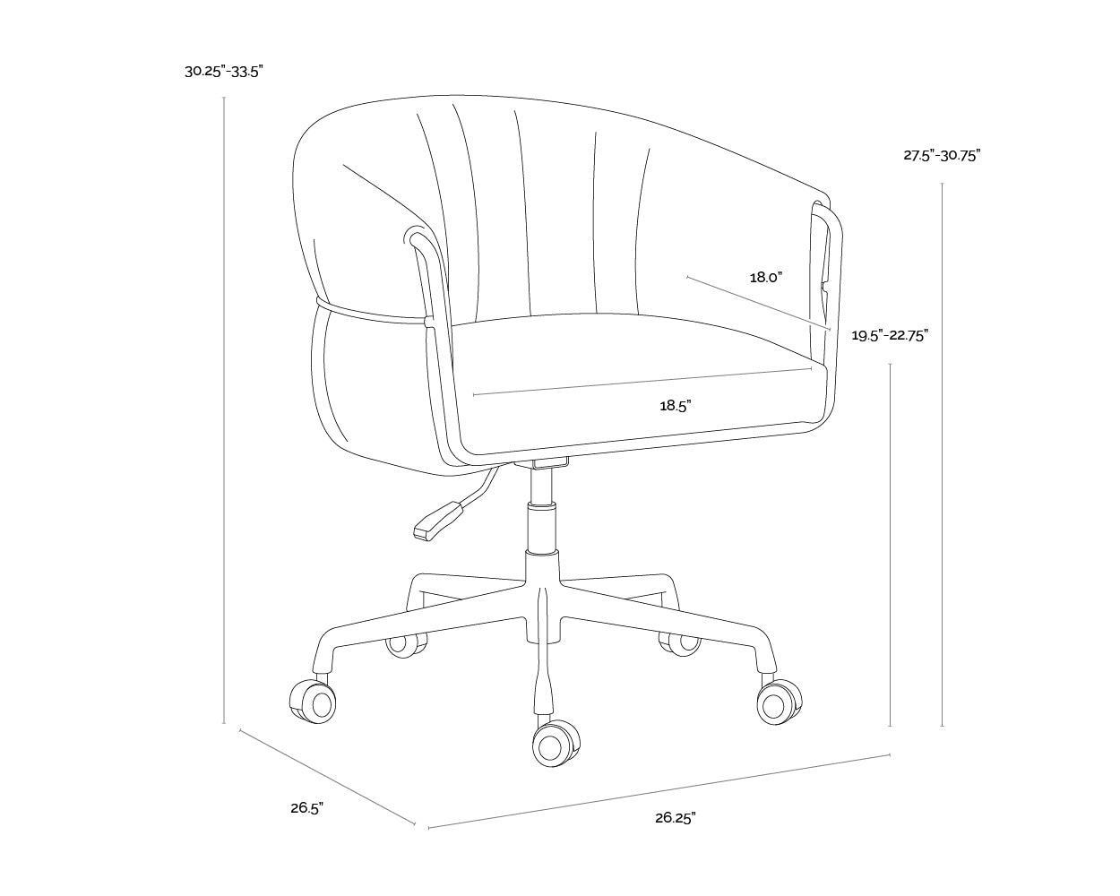 A wireframe image of the product with dimensions shown