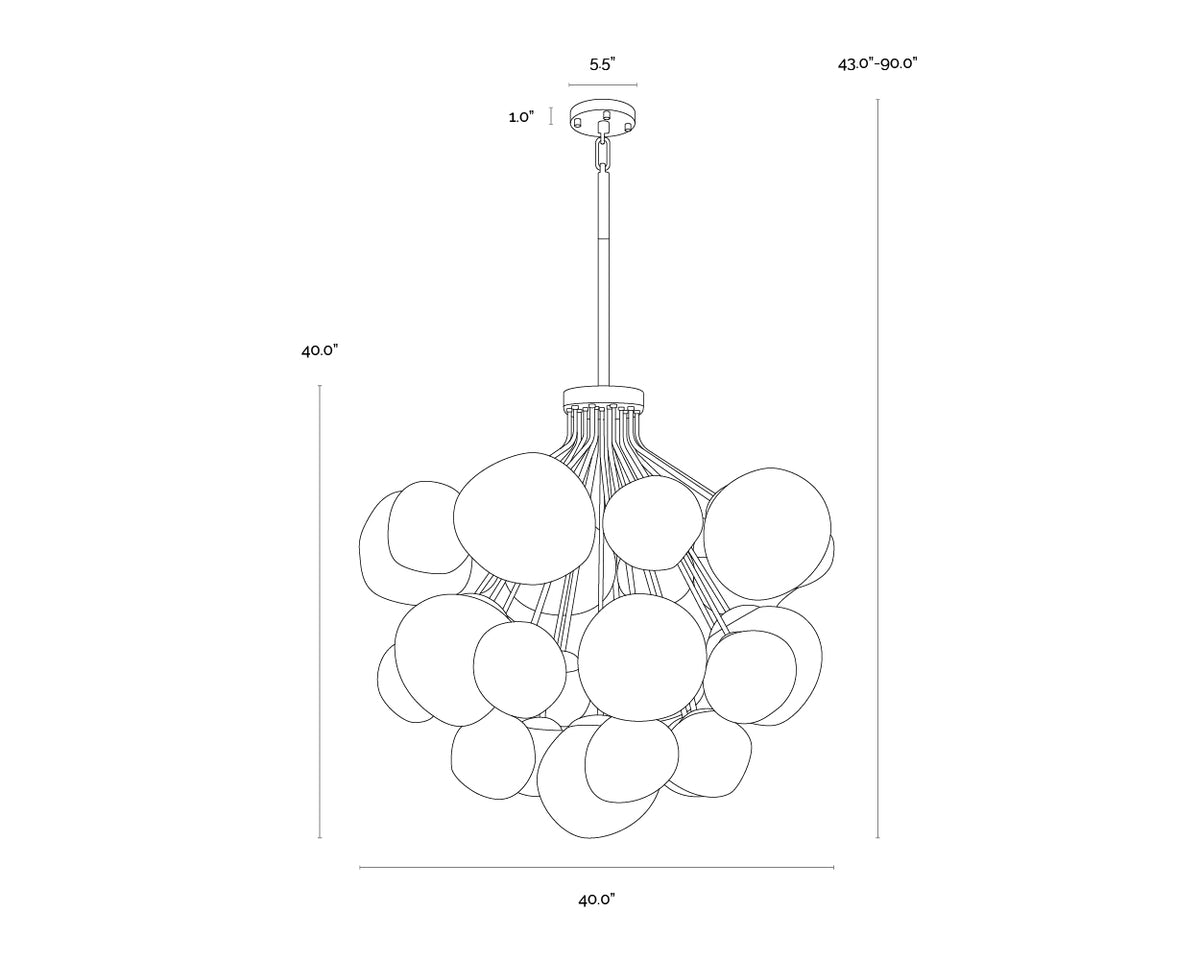 A wireframe image of the product with dimensions shown
