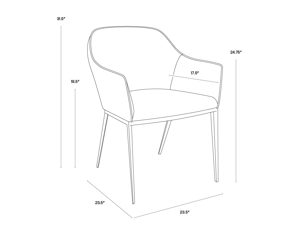 A wireframe image of the product with dimensions shown