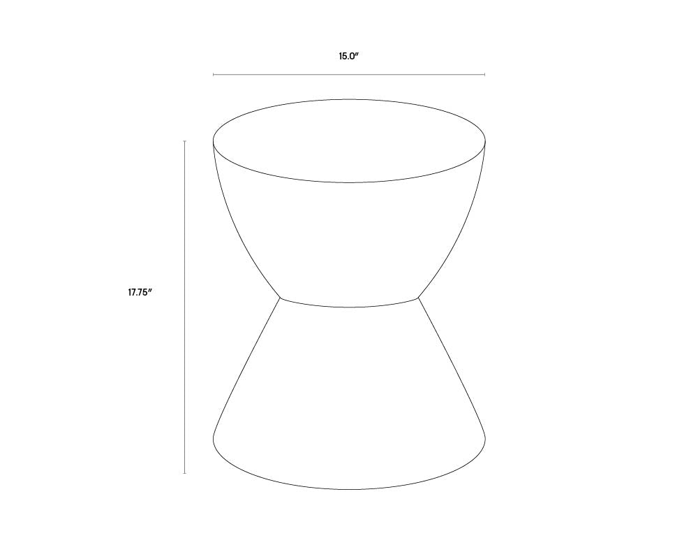 A wireframe image of the product with dimensions shown