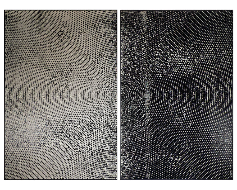 Opposites Attract (set Of 2) - 40" X 60" - Charcoal Floater Frame