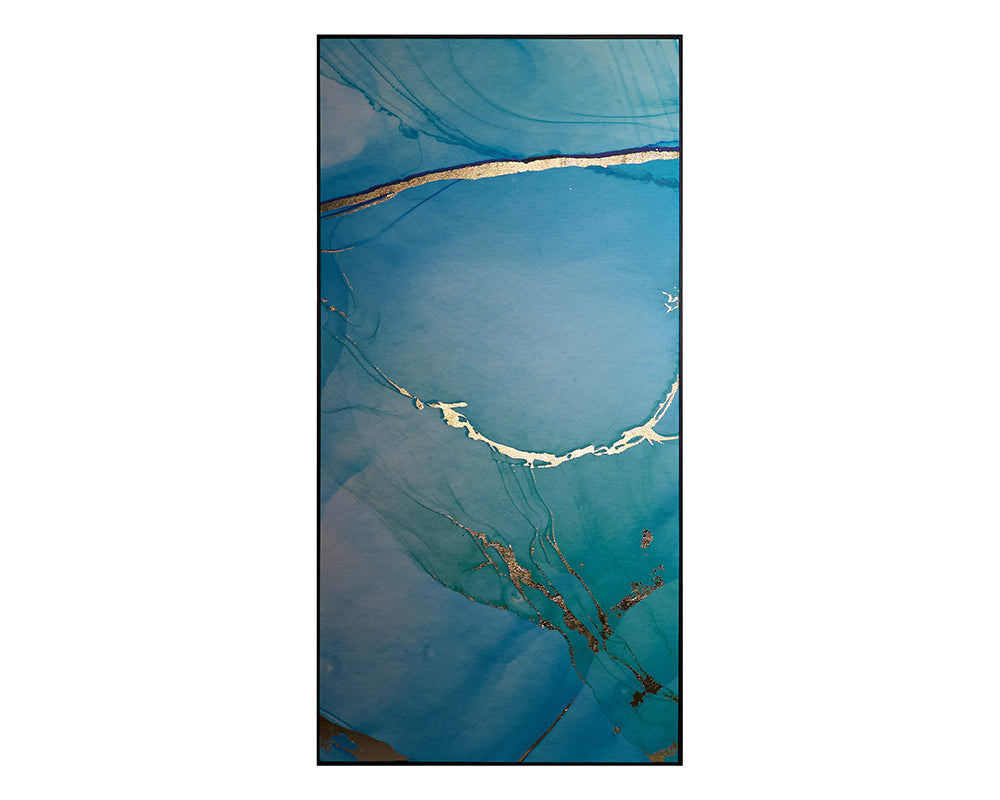 Blue Lagoon (set Of 3) - 30" X 60" - Charcoal Floater Frame