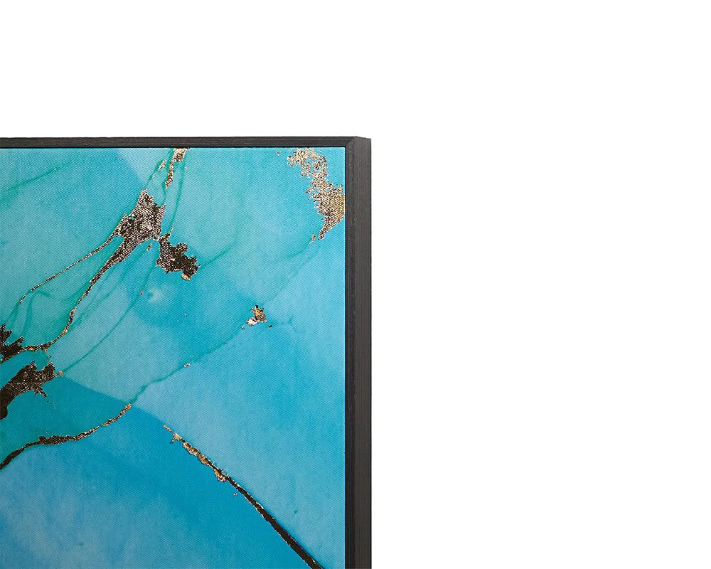Blue Lagoon (set Of 3) - 30" X 60" - Charcoal Floater Frame