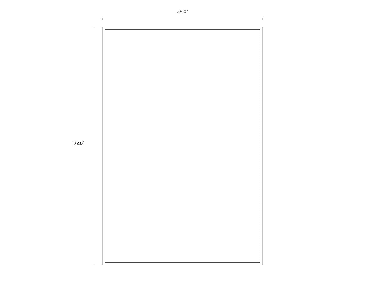 A wireframe image of the product with dimensions shown