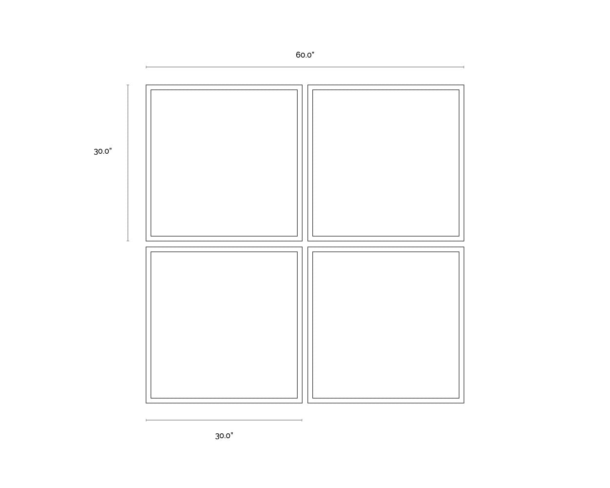 A wireframe image of the product with dimensions shown