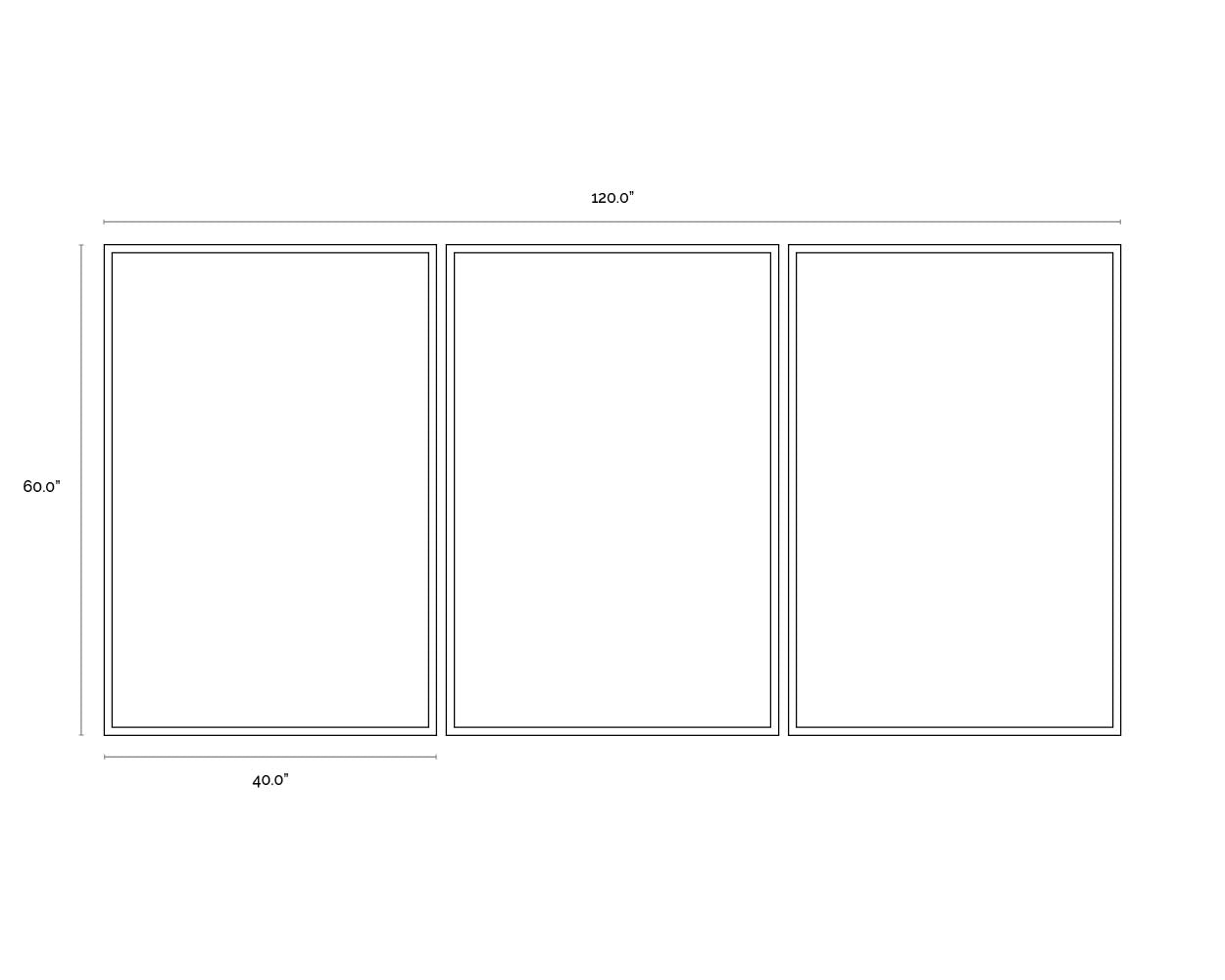 A wireframe image of the product with dimensions shown