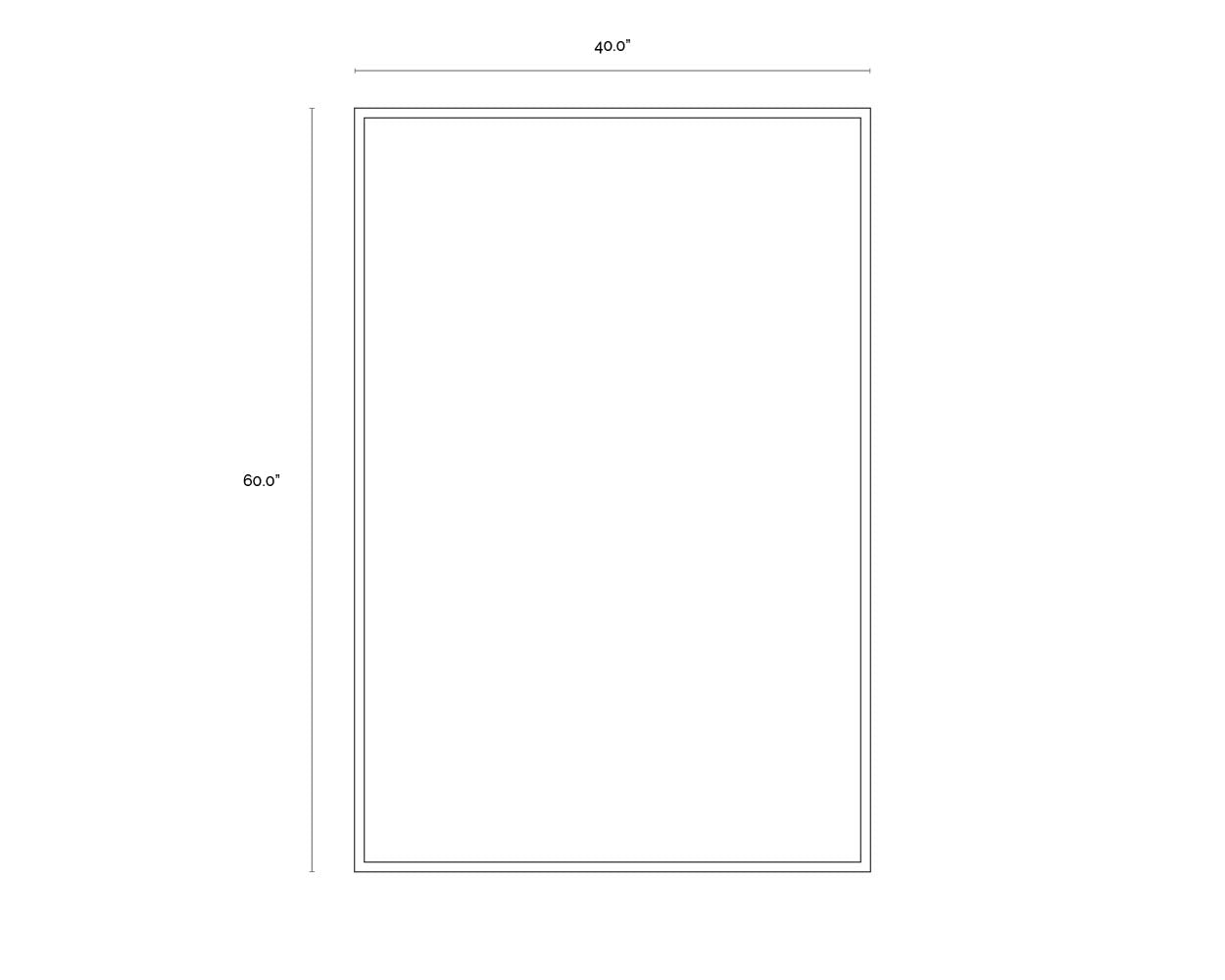 A wireframe image of the product with dimensions shown