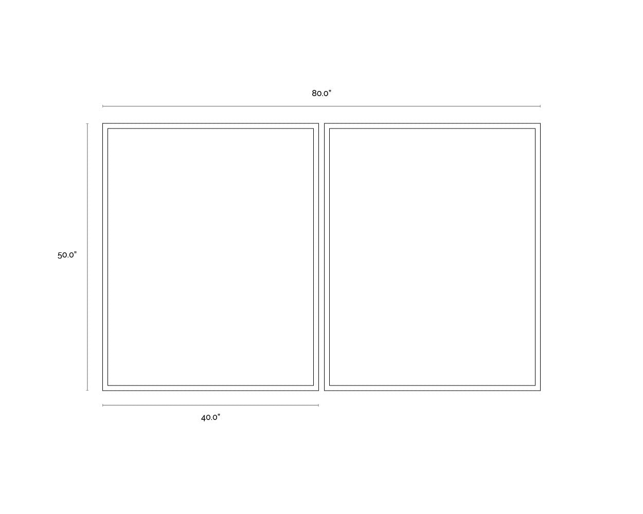 A wireframe image of the product with dimensions shown