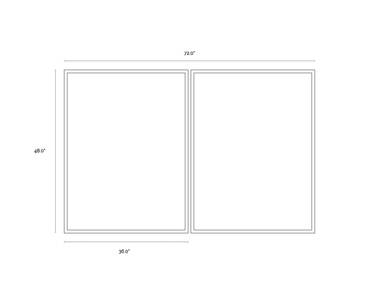 A wireframe image of the product with dimensions shown