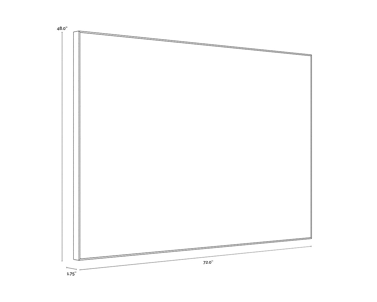 A wireframe image of the product with dimensions shown