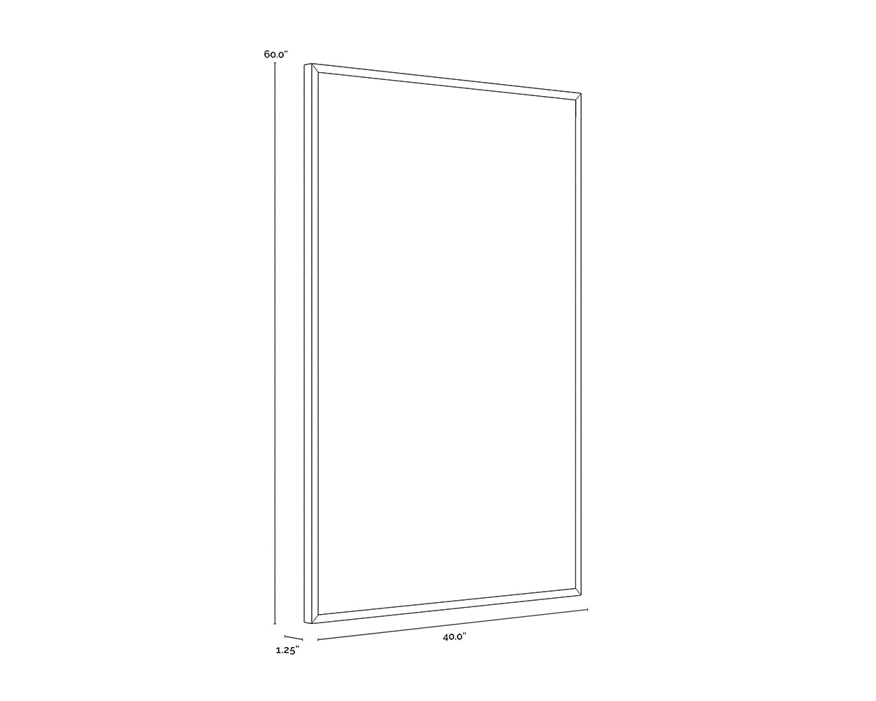 A wireframe image of the product with dimensions shown