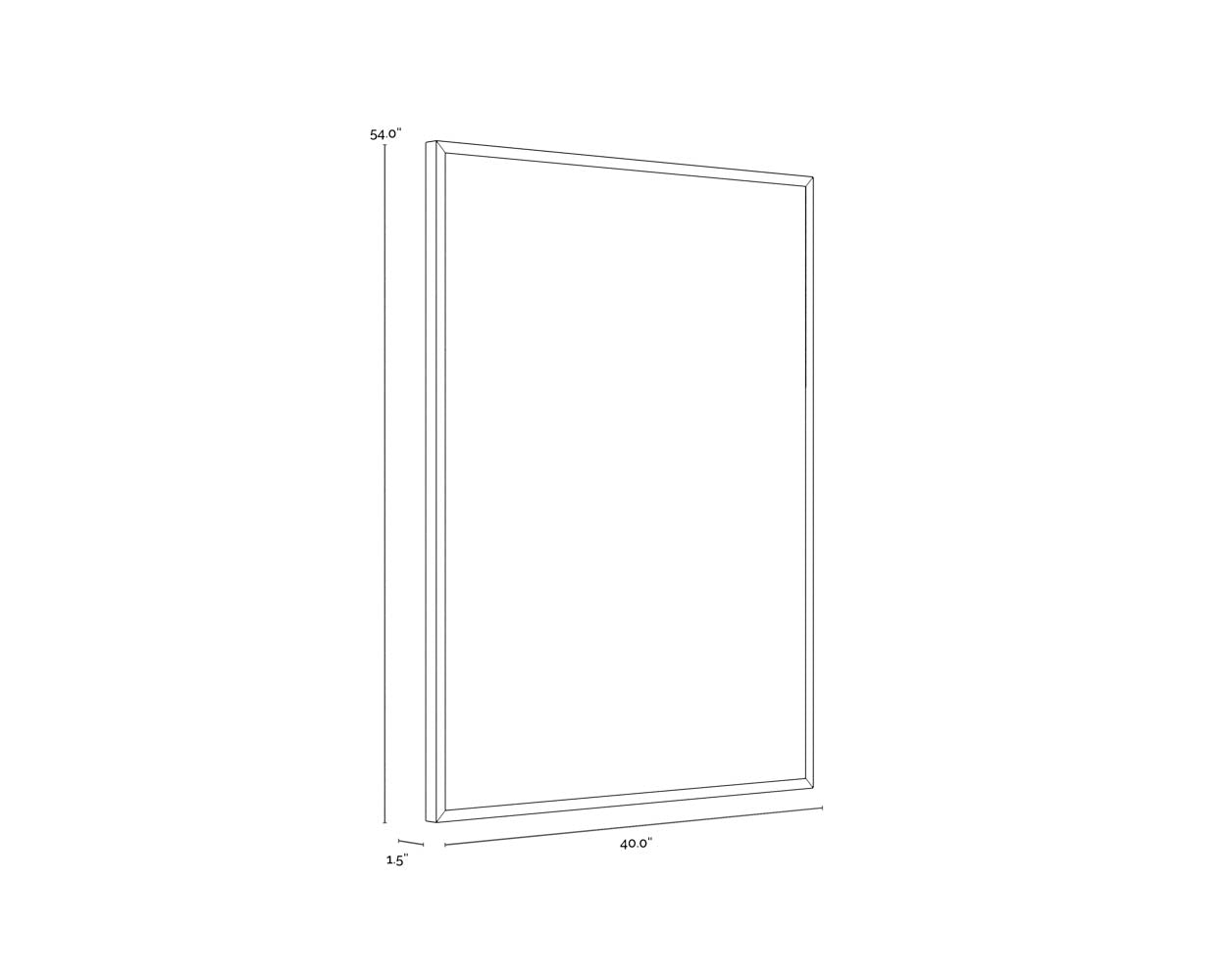 A wireframe image of the product with dimensions shown