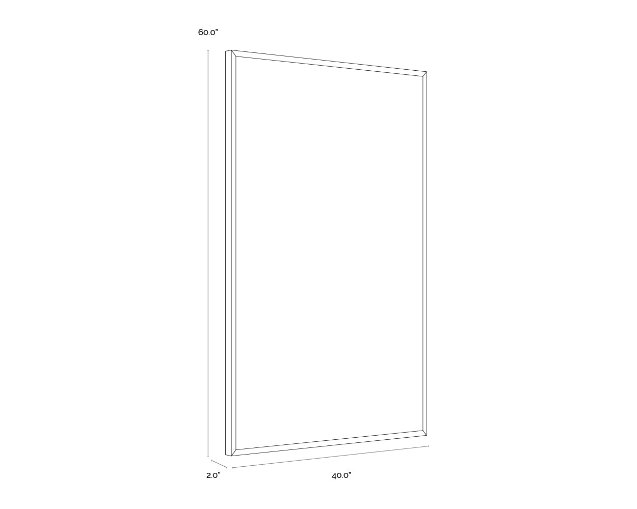 A wireframe image of the product with dimensions shown